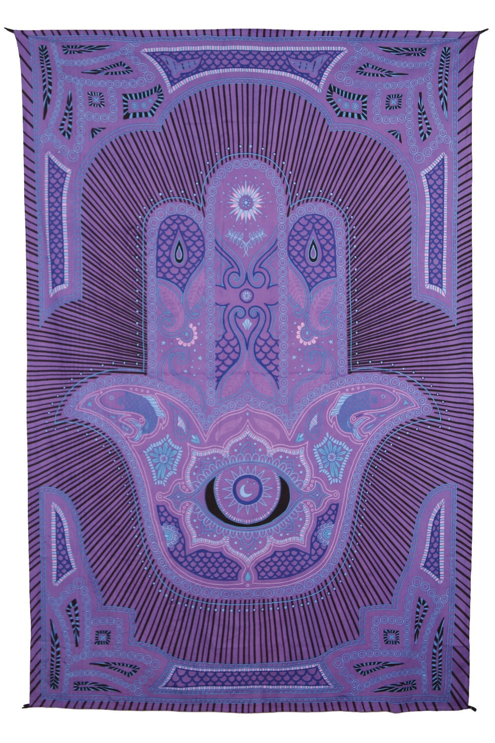 Tapisserie violette main de Hamsa 60x90 - Art par Dina June Toomey