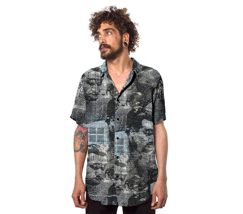 Sumo Waves Button Shirt Blue
