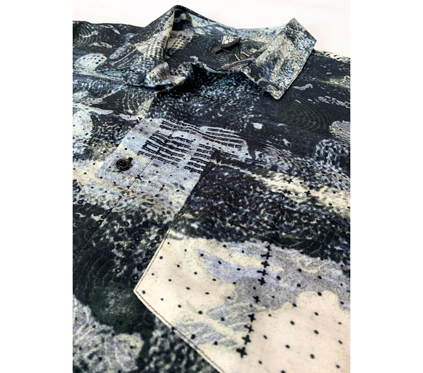 Sumo Waves Button Shirt Blue