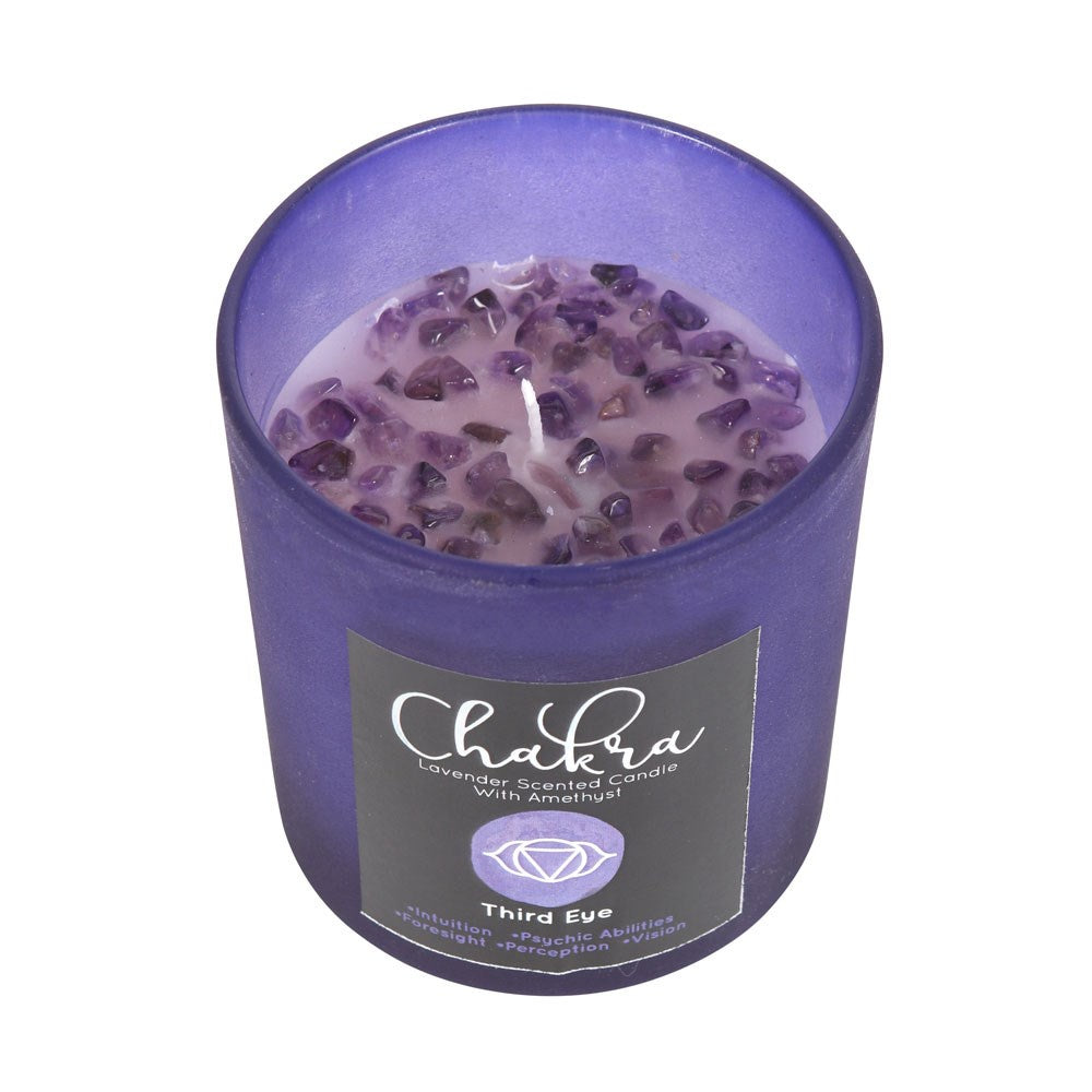 Bougie en cristal de lavande pour le chakra du troisième œil