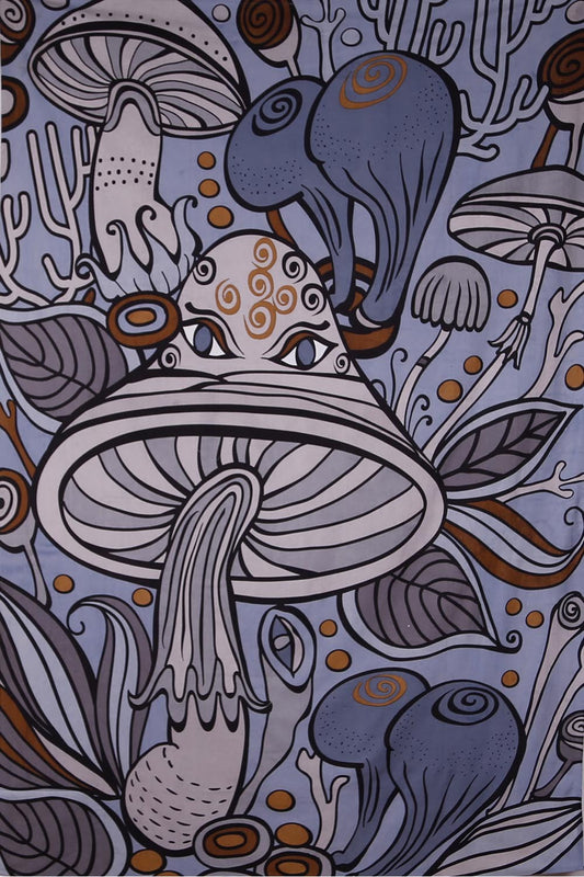 Grey Mushroom Garden Tapestry 60x90