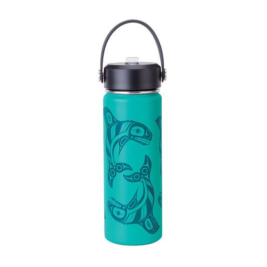 Wide Mouth Insulated Bottles - Raven Fin Killer Whale by Darrel Amos, 21 oz