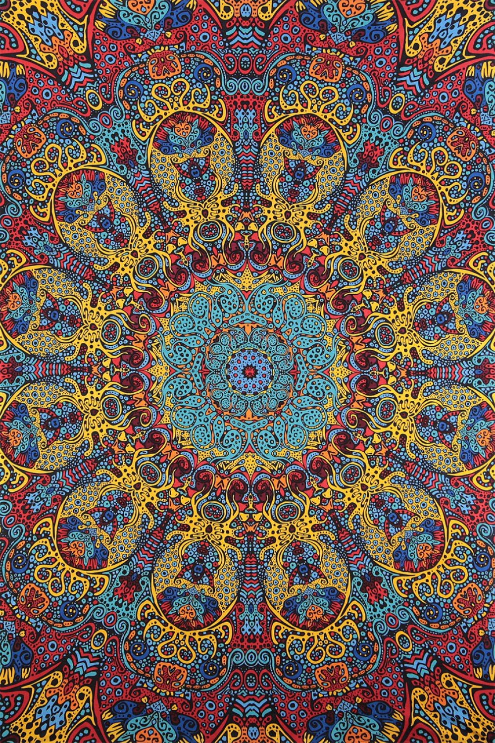 3D Psychedelic Sunburst Mini Tapestry 30x45 - Art by Chris Pinkerton