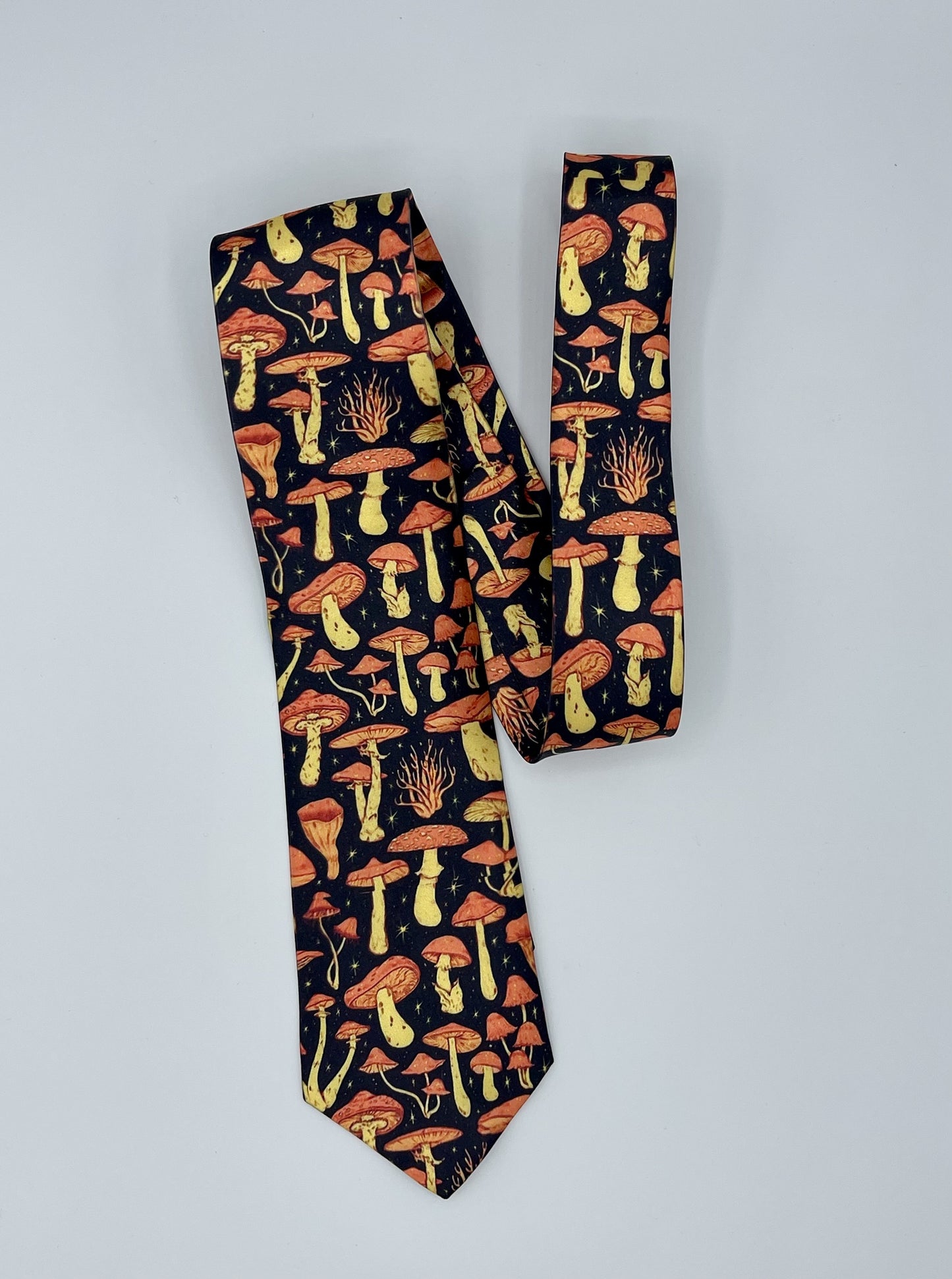 Mushroom tie blk-orange