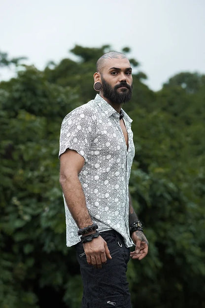 Cotton Shirt Pythagoras White