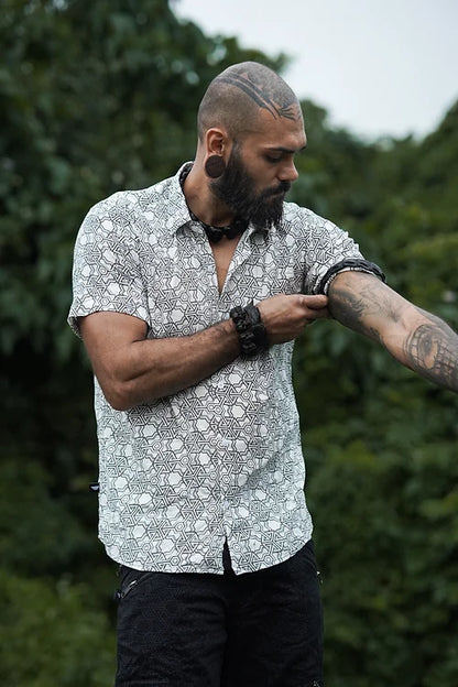 Cotton Shirt Pythagoras White