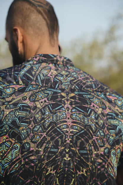 MIND FLARE | Men's Bamboo Shirts | Psychedelic Glitch Pattern Shirt