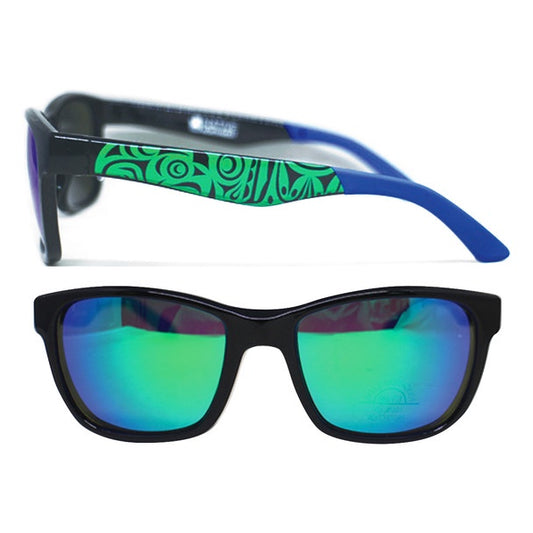 Sunglasses (Metallic Mirror Lens) - Thunderbird and Whale by Maynard Johnny Jr