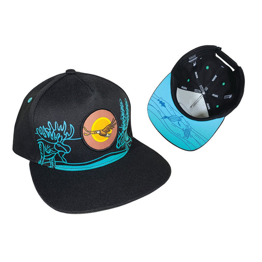 Snap Back Hat - All My Relatives (Indinawemaaganidag) by Storm Angeconeb